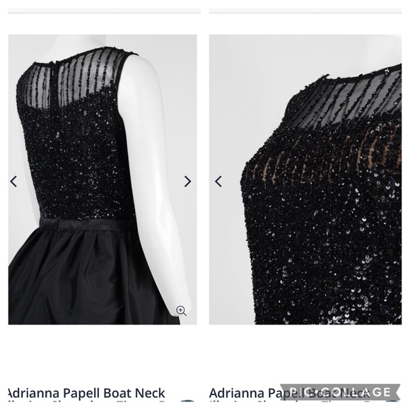 Adrianna Papell boat neck sequins bodice gown - Picture 4 of 6
